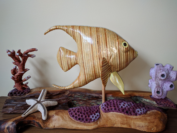 angel fish wood carving