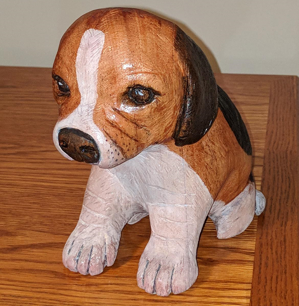 beagle wood carving