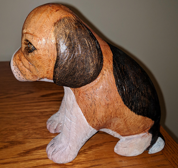 beagle wood carving