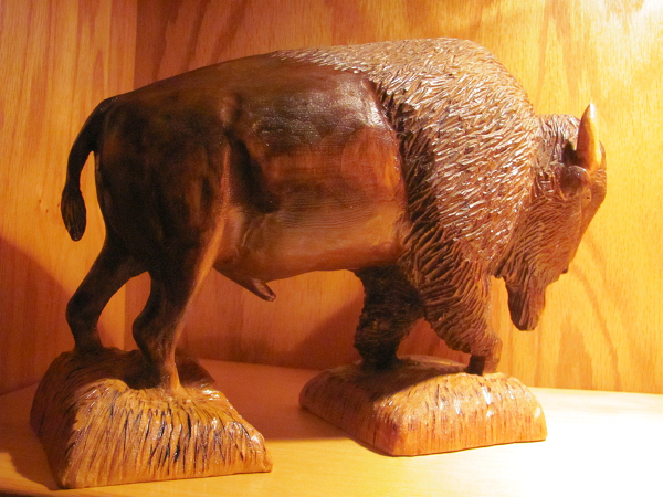 bison wood carving