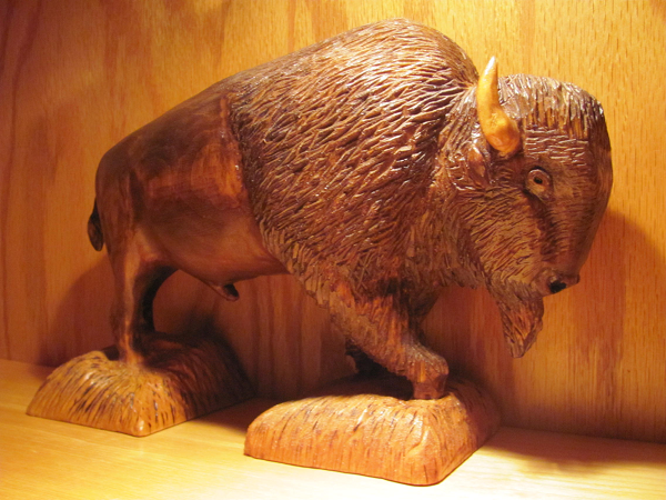 bison wood carving