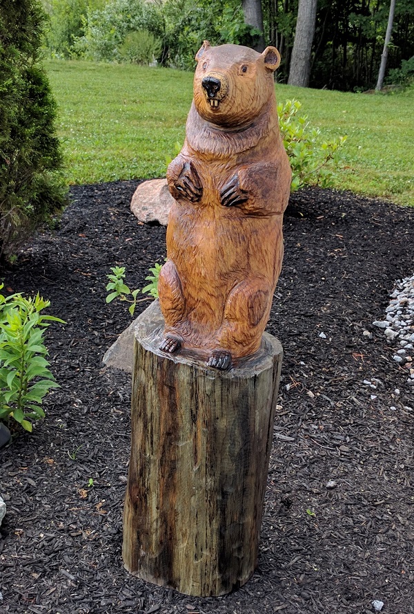 groundhog wood carving