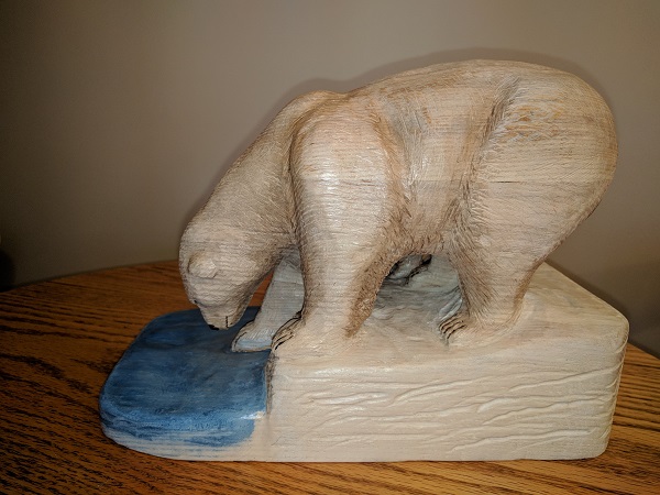 polar bear wood carving