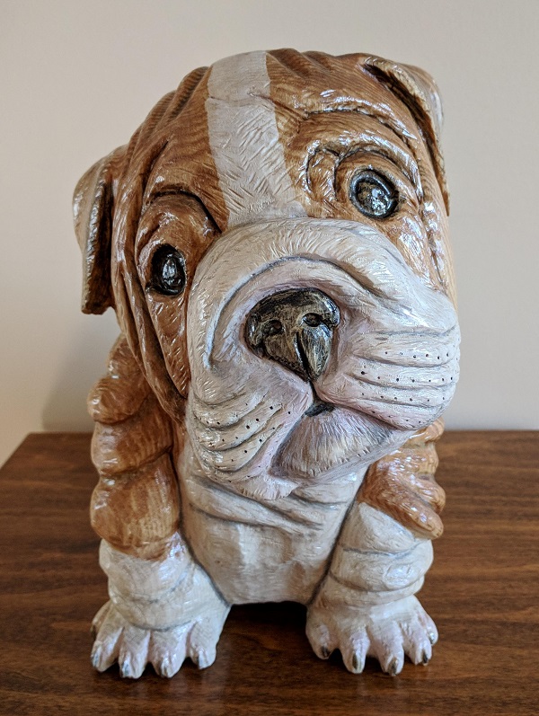 bulldog wood carving