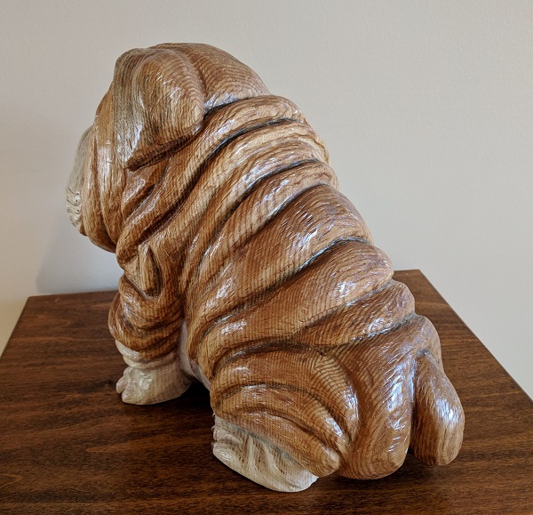 bulldog wood carving